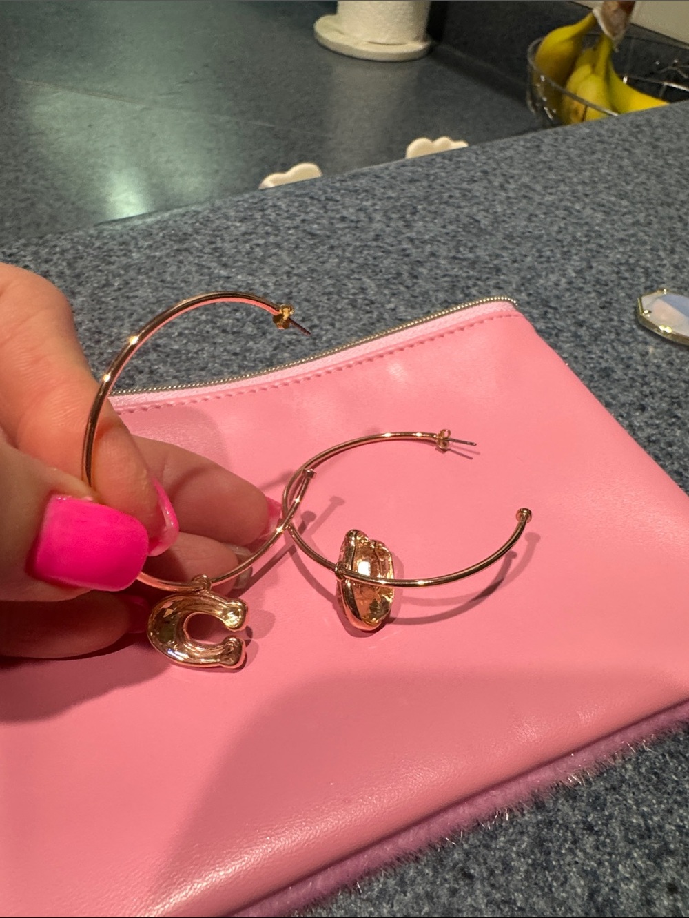 Coach Gold Earrings with Letter C